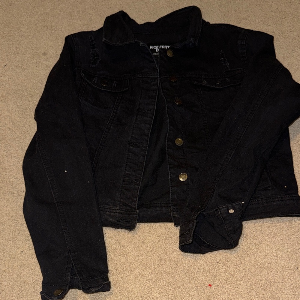 Black Distressed Denim Jacket
